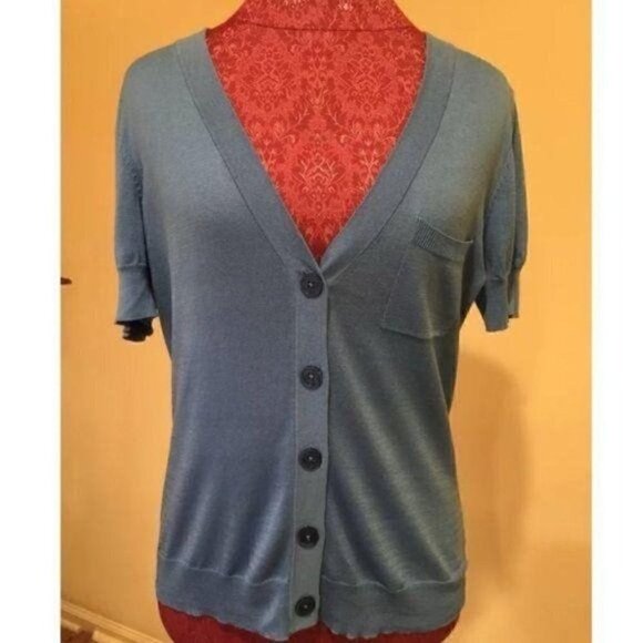 Talbots Sweater Medium V neck Cardigan 56% silk - Picture 1 of 3